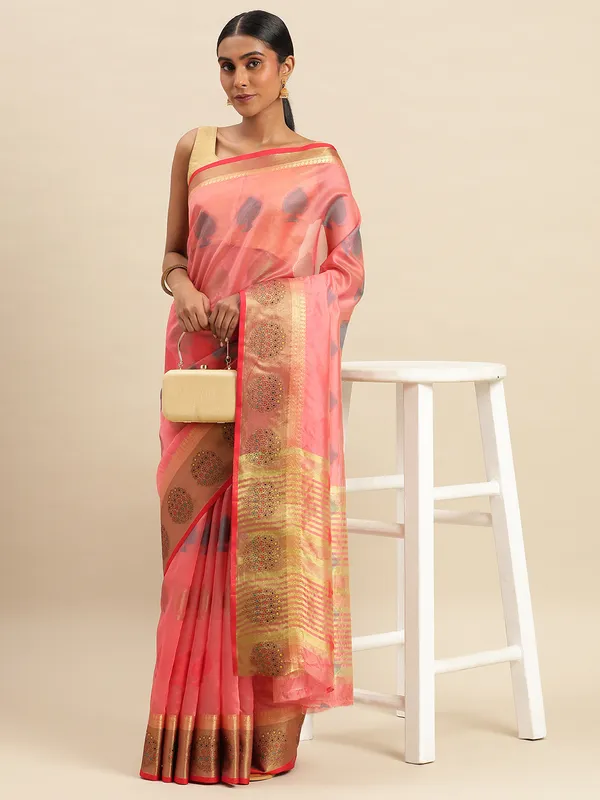 Lite_Gajari_Organza_Silk_Saree
